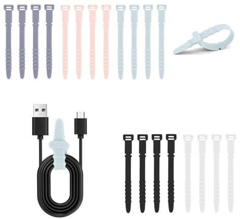 Silikon Kabelbinder,Kabelbinder Wiederverschließbar,20 PCS Kabelbinder UV Beständig,Cable Ties,Wiederverwendbare Kabelbinder,Kabelbinder Stark,Kabel Organizer,Kabelbinder Grau,Kabelbinder Schwarz