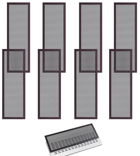 Paquete de 8 cubiertas magnéticas fuertes para rejillas de ventilación de suelo - Rejilla de malla de PVC para pared, techo, suelo para atrapar residuos, cabello e insectos (Negro, 10 x 30 cm)
