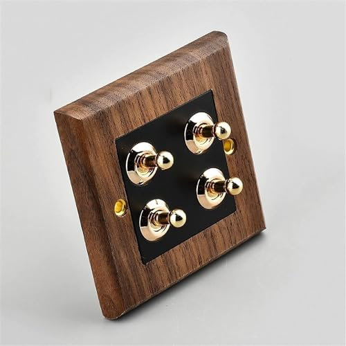 Interruptor,Interruptor de palanca, Panel de interruptores de madera maciza, 1-4 bandas, 2 vías, luz de pared, interruptor chino antiguo tipo 86, palanca de latón retro, interruptor momentáneo for dor