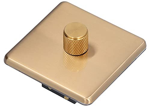 Dimmer Lichtschalter Edelstahl Goldene Farbe Elegant Kratzfest Langlebig Schalter aus Gebürstetem Messing AC220 V 3,63 A 500 W Dimmer Lichtschalter (Monotones Licht)