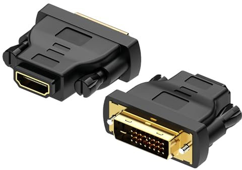 MMOBIEL Adattatore da HDMI a DVI - Bidirezionale - da Maschio DVI-D Dual Link a Femmina HDMI - Convertitore per Monitor, PC, TV, Gioco, Proiettore - 1080p Full HD 60Hz - Connettore Oro - 2 Pezzi