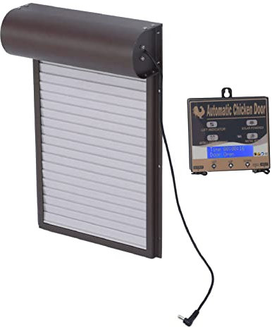 Automatische Hühnerstalltür, Ferngesteuerte Hühnerstalltür mit Sensor, Programmierbarer Aluminium Hühnerstall Türöffner mit Timer, Lichtsensor, 3 Modi (Braun)