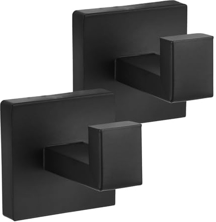 Ulsam Square Black Door Hook with Screw, SUS 304 Stainless Steel