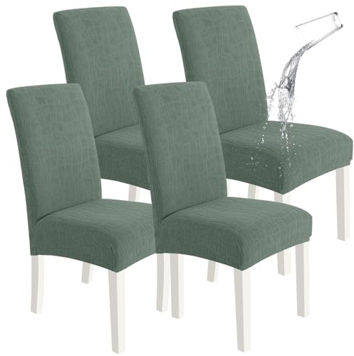 Ystyle Coprisedie Con Schienale 4 Pezzi, Copri Sedie Da Cucina, Coprisedia Elasticizzato, Fodere Coprisedie Universale Sala Da Pranzo, Lavabile Estraibile, Facile Da Pulire, Verde Chiaro