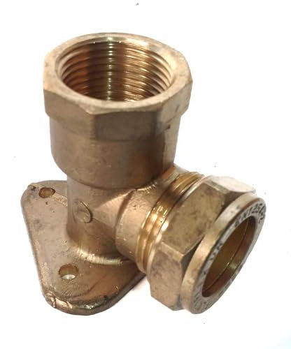 22mm x 3/4 Compression Wallplate Elbow (Known as 15mm Wall Plate/Brass Compression Fittings/Plumbing Compression Fittings/Compression Fitting Also Available in 15mm x 1/2 Inch BSP)