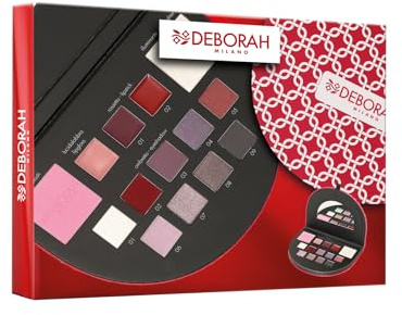 Deborah Milano - Trousse Set Regalo Donna Make Up Beauty Gift n.1 Mini Toni Freddi, Include Palette di Ombretti, Gloss, Rossetti e Polveri Viso dai diversi Finish e Colori, in Carta FSC