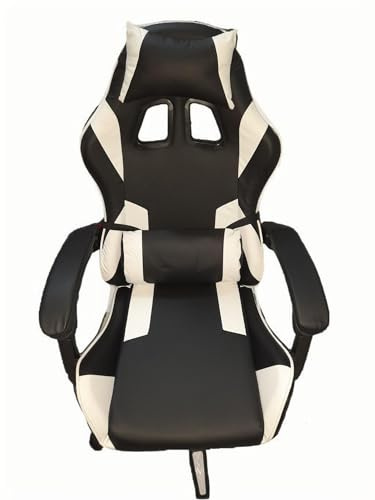 sinlikon Chaise de gaming ergonomique avec repose-pieds et appuie-tête, coussin lombaire, chaises de bureau pour gamer, bureau (blanc)
