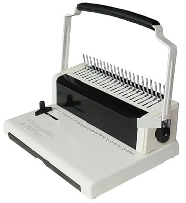 JOXLOVER Bindemaschine, Binder, DC-2100 Kamm-Typ Gummiring Klemme Bindemaschine A4 Papier Puncher 21-Loch Datei Stanzmaschine Einstellbare Loch Abstand für Briefpapier im Format A4, A5