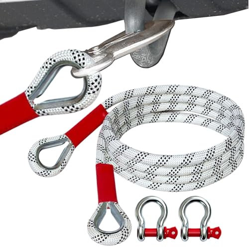 Eventerde Abschleppseil, Abschleppseil Heavy Duty,Hochdichtes Zugseil mit 2 D-Ring-Schäkeln - Bergungsgurte Offroad-Schnappseil, Abschleppwagengurte für Fahrzeuge im Freien