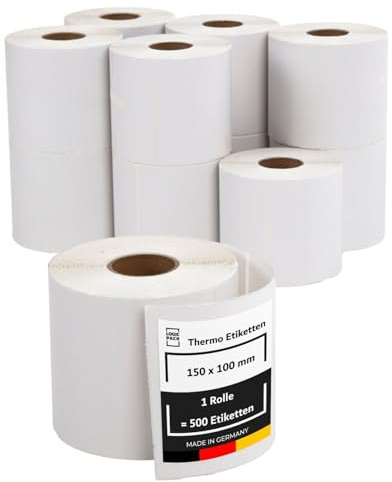 LOGIC PACK Versandetiketten 100x150 mm, 6000 Stück, 12 Rollen, Thermodirekt | KOMPATIBILITÄT, Zebra, Munbyn, Phomemo, Brother, 40 mm Rollenkern, Thermodirektdruck, Adressaufkleber, DHL, UPS, DPD