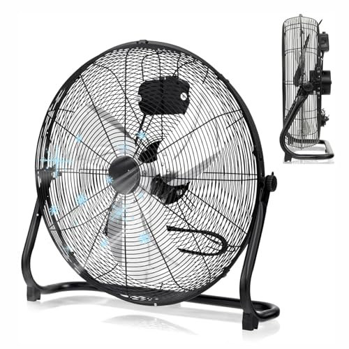 High Velocity Floor Fan, 3-Speed Industrial Shop Fan , Heavy Duty Metal Fan for Garage Workshop and Warehouse for Garage, Shop,Warehouse, Patio, Factory and Homes. ( Color : Black , Size : 20in(50*53c