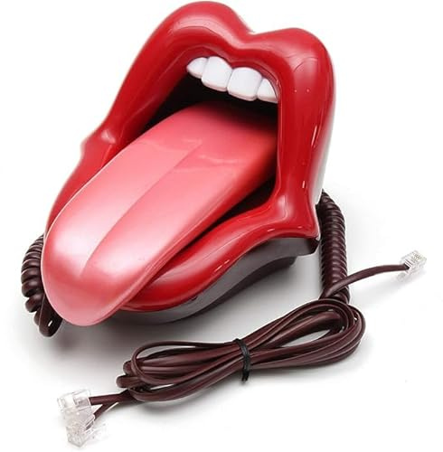 Téléphone filaire à lèvres rouges - Téléphone fixe - Téléphone à bouche forte - Amusant - Pour bureau, table - Téléphone fixe - Maison - Cadeau
