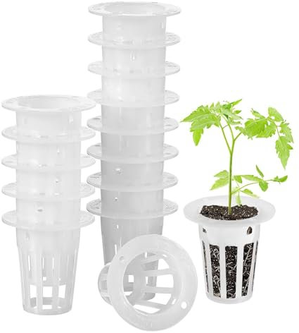 YANGWEN 20Pcs Panier Hydroponique Pots en Plastique Nets Couvercle de Jardin Panier de Seau pour Jardin Hydroponique Plantation Balcon(Blanc)