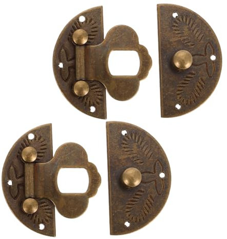 BATHVEVE 2pcs Jewelry Box Latch Hinges Brass Small Box Latch Vintage Lock Hardware for Cabinet Doors