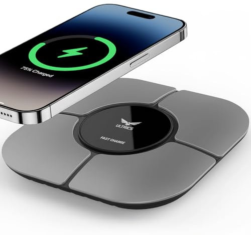 Wireless Charger 10W, Qi-Certified Wireless Phone Charger, Square Fast Charging Station Pad for iPhone 16/15/14/13/12/12 Pro/11/XR/XS/X/8/SE, Galaxy S24/S23/S22/S21/S20/S10/S9/S8 Plus, AirPods(Grey)