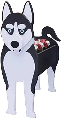 HUIBBGO Creative Wooden Planter Animal Resin Flowerpot Dog Animal Shaped Cartoon Planter Large Creative Personality Balcony Courtyard Garden Outdoor Indoor Terrace Potted Flower Pot Home Decoration