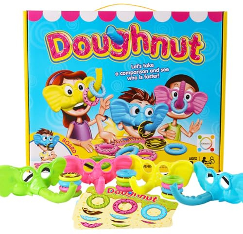 Générique Elefantenspiel für Kinder, Partyspiele für Gesellschaft, zum Sammeln von Donuts, Gesellschaftsspiel mit Elefanten, Spielzeug in Donutform, kompetitive Puzzle-Spiele