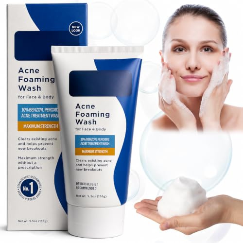 Acne Foaming Wash, Face Cleanser for Acne Treatment, Back Acne Body Wash, Daily Facial Cleanser for Back Acne and Face, 156g