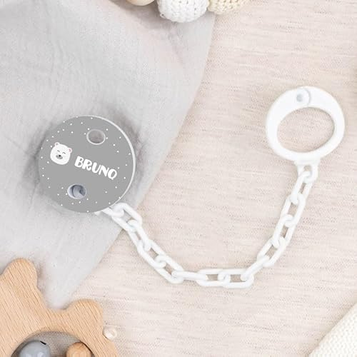 Wanapix | Personalisierter Schnullerhalter | Schnullerkette für Neugeborene | Schnullerband für Babys | Ungiftige Tinten | Bär