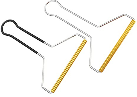 2 Piezas Quitapelusas de Acero Inoxidable Manual para Ropa | Eliminador de Pelusas y Pelos, para Tejidos Planos, Acero Inoxidable, Negro y Plata, Uso Doméstico