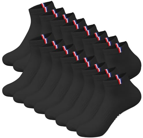 VEGCOO 8 Paires Chaussettes Sport Homme Femme 38-42, Chaussettes Basses Respirantes Absorbant la Transpiration (Noir)