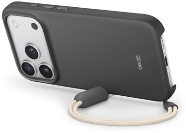 Beats Coque avec béquille pour iPhone 17 Pro équipée MagSafe avec Commande de l'appareil Photo, Support intégré et dragonne, Fini Mat et Doublure en Tissu Microfibre - Gris Granite