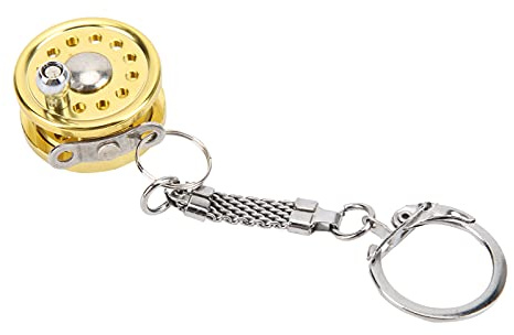 Omquot Miniatyr Aluminiumlegering Fiskerulle Nyckelring Bärbar Dekorativ Flugrulle för Fiskeentusiaster 1,0 Nyckelring
