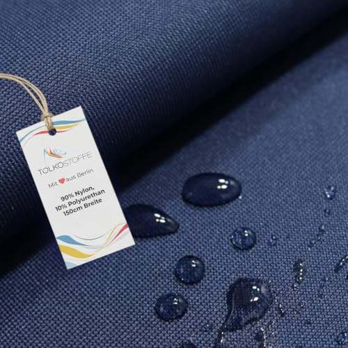 TOLKO wasserdichter Stoff Meterware | festes Segeltuch Nylon Stoff Planenstoff Nylonplane | Reißfest und Langlebig | 150cm breit | schwerer wasserfest beschichteter Outdoorstoff (Marine Blau)