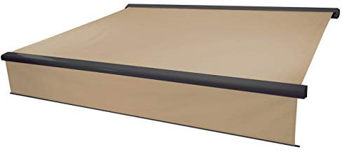 Mendler Elektrische Vollkassetten-Markise T124, 5x3m ausfahrbarer Volant - Polyester Creme, anthrazit