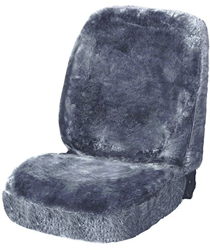 WOLTU Universal Lammfellbezug Auto Sitzbezug Autositzbezüge Echtlammfell Vollbezug Vordersitzbezug, Feste Wolle, ca, 1,8 cm Dicke, Silber