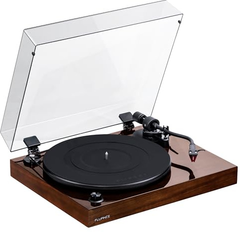 Fluance RT83 Reference High Fidelity Vinyl Turntable Record Player with Ortofon 2M Red Cartridge, Speed Control Motor, High Mass MDF Wood Plinth, Vibration Isolation Feet - Walnut