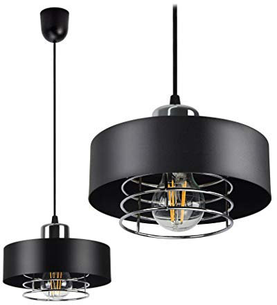 FKL DESIGN Home Deco Deckenlampe Pendellampe Hängelampe Wandlampe Leuchte Pendelleuchte VIGO II Schwarz Lampe aus Serie 754 (Hängelampe 754-Z1)