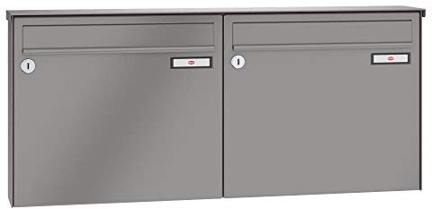 RENZ/Basic B / 2er Aufputz-Briefkastenanlage Wand-Briefkasten/RAL-Farbe 9007 Volumen 12 L/Dein-Briefkasten.de