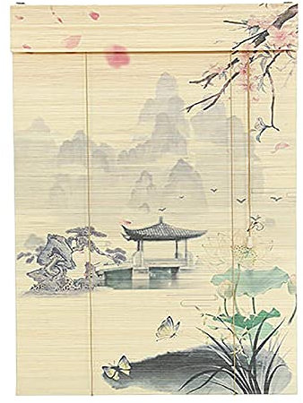 YJDQ Bamboo Blinds,Natural Bamboo Roller Blinds Lift/Down, for Window Doorway Hallway Privacy Partition Sun Screen,W80Cm,H 213Cm