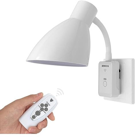 HTRUIYATY Lampada da Parete a Innesto E27 Portalampada Lampada a Spina LED con Interruttore Remoto Orientabile a 360° Luce a Spina