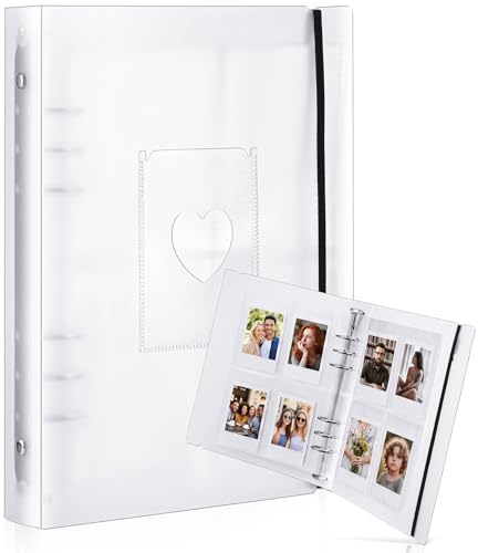 Spakon Mini Photo Album with 20 Pcs Inner 6 Ring Photocard Binder A5 Kpop Picturecard Holder Book Card Holders Clear Album Folder for Business Card (4 Picture Style)