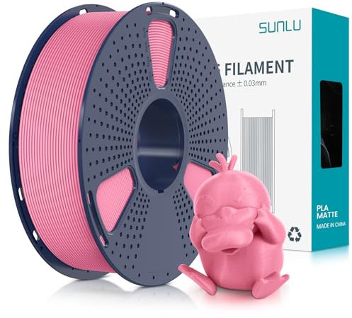 SUNLU Matte PLA Filament 1.75mm, 3D Drucker Filament mit Matter Oberfläche, Neatly Wound Filament, Einfach zu Bedienen, 1kg(2.2lbs) Spule PLA Filament für FDM 3D Drucker, Matte Rosa