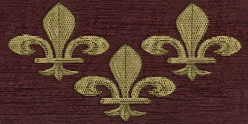 Feeling at home Gigli oro su rosso STAMPA su CARTA OPACA 220gr anonymous - Decorativo | Florence | Fiorentino | Lily | Rosso | Oro orizzontale Immagine d'arte x cornice cm_68_X_139