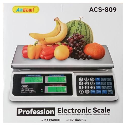 OISE ART STORE Trade Shop - Bilancia Digitale Elettronica Professionale da Cucina Portata Max. 40kg Acs-809