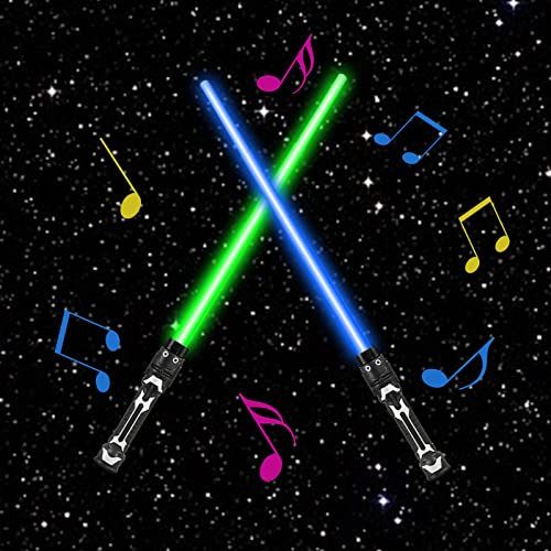 Zehan Zitong 2PCS Laserschwert Kinder,2 in 1 Duell Lichtschwert,7 Farben Lichtschwert und Soundeffekten，Star Wars Lichtschwert,Doppelklingen Laserschwert,Cosplay Spielzeug für Kinder Geschenk