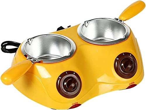 CUSMA Olla para Derretir Chocolate Doble, Juego Eléctrico De Olla para Fondue, Fuente para Derretir Chocolate, para Hacer Dulces De Queso, Suministros para Hornear DIY,Amarillo
