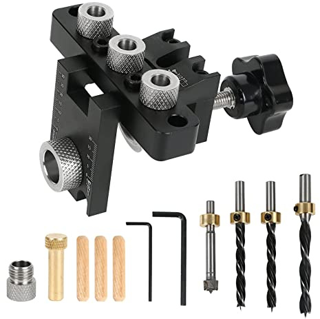 Pocket Hole Jig Set,CEIEVER 3 in 1 Multifunktion Bohrer-Locator Taschenloch Bohrschablone mit Positionierungsclip Schrägloch Bohrschablone Taschenloch Bohrhilfe für die Holzbearbeitung