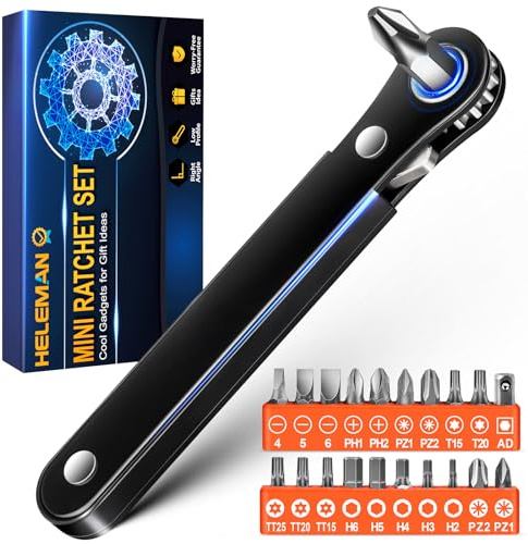 Gifts for Men Women Angled Screwdriver - Cool Gadgets for Men EDC Gear Mini Ratcheting 90 Degree Offset Screwdriver Gifts for Dad Mom Husband Wife Tools for Tight Space Sewing Machine Stocking Stuffer