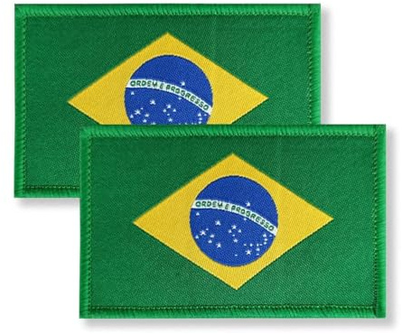 Overdecor Brasilien brasiliansk flagga lapp taktiska militära lappar – krok och ögla fäste, 2-pack