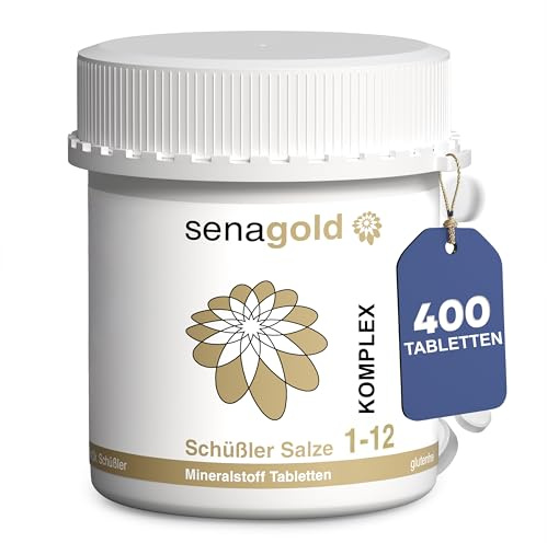 Senagold Schüßler Salze Komplex Nr.1-12 - 400 Tabletten - alle 12 Schüßler Salze in einer Tablette - einfache Anwendung - glutenfrei - hergestellt nach homöopathischem Arzneibuch (HAB)