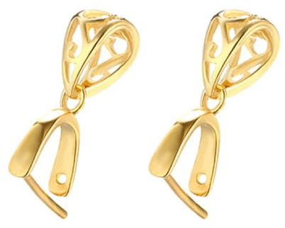 Sorcozn 2pcs 925 Sterling Silver Pendant Bail Connector Clasp Charms for Necklace DIY Jewelry Craft Making Accessories (Gold color)