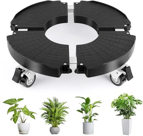 Rullo per piante Ø 35 – 48 cm, per piante fino a 150 kg, rotondo con ruote girevoli a 360°, sottovaso, grande vaso per piante per grandi fioriere in interni ed esterni