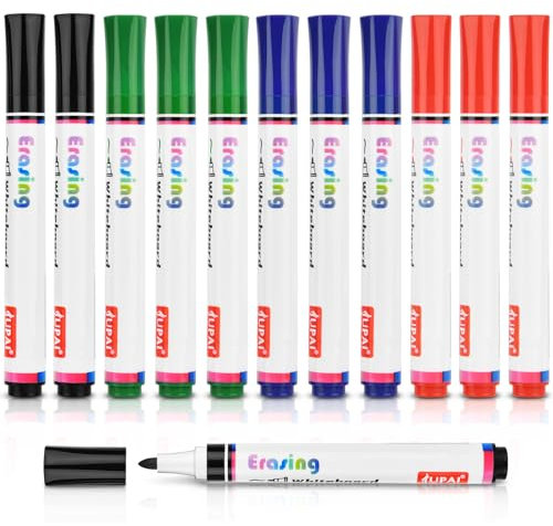 OFFCUP Whiteboard Marker, 12 Stücke Whiteboard Stifte, Trocken Abwischbare Marker Set mit 4 Farben Folienstift Abwischbar für Whiteboard, Glas, Fenster, Flipchart, Magnettafel, Memoboard