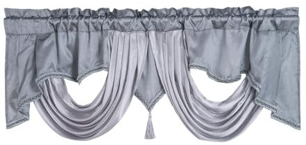 Gralara Tenda corta con asta per tenda, mantovana, mantovana, mantovana, trattamenti per finestre per cucina, grigio