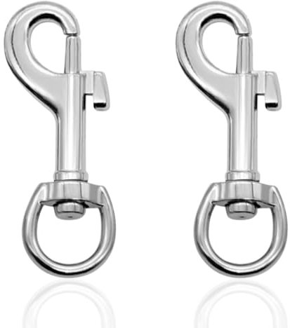2 Stück Gedreht Karabiner mit Drehgelenk, Haken mit Drehgelenk für Hundehalsband im, Karabiner-Haken mit Drehgelenk für Hunde-Leine im, 74mm Edelstahl Wirbelkarabiner für Hundeleinen